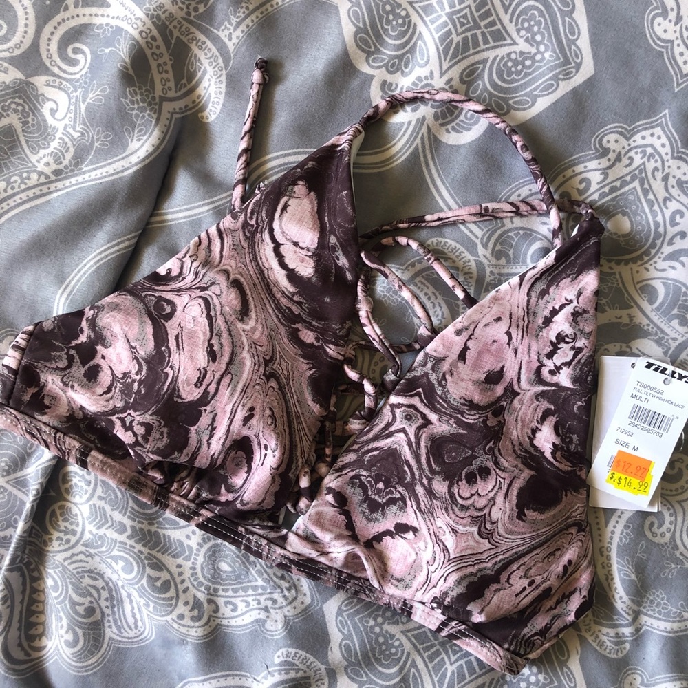 Marble Criss-cross Swim Top